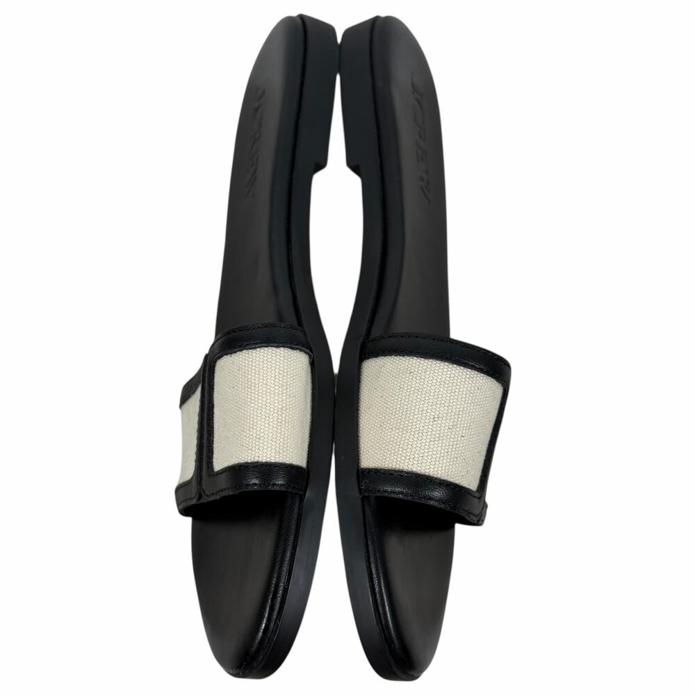 J. Crew Georgina Slide Sandal in Canvas & Leather Black Size 6.5 - Picture 6 of 12